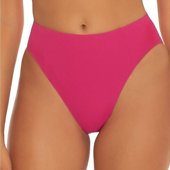 Becca by Rebecca Virtue Raspberry pink Sage fine line french cut bikini bottom L - Picture 1 of 7